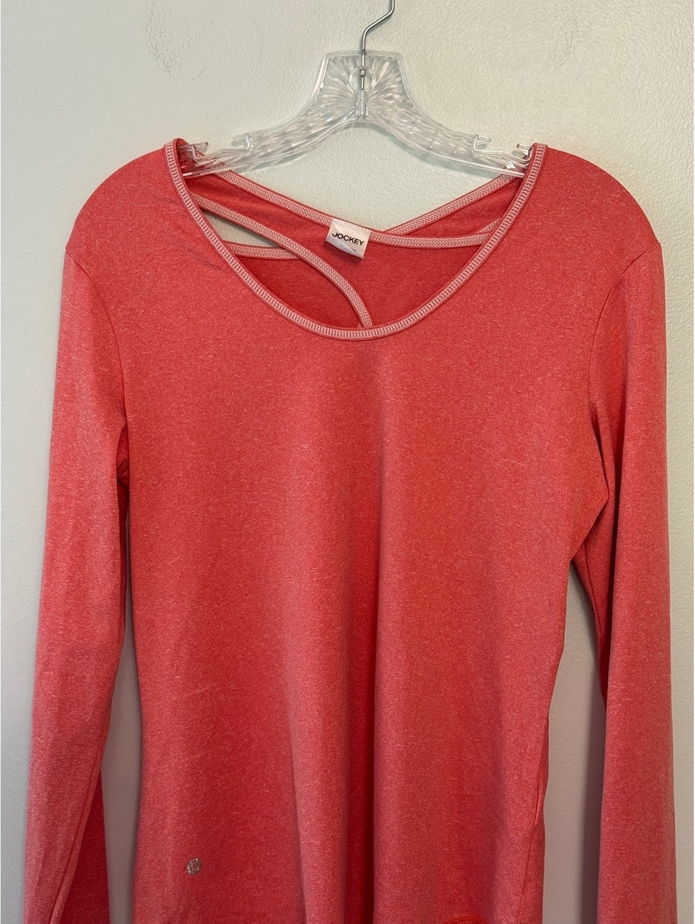 Jockey Women's Long Sleeve Activewear Top in Coral Red, Size Large